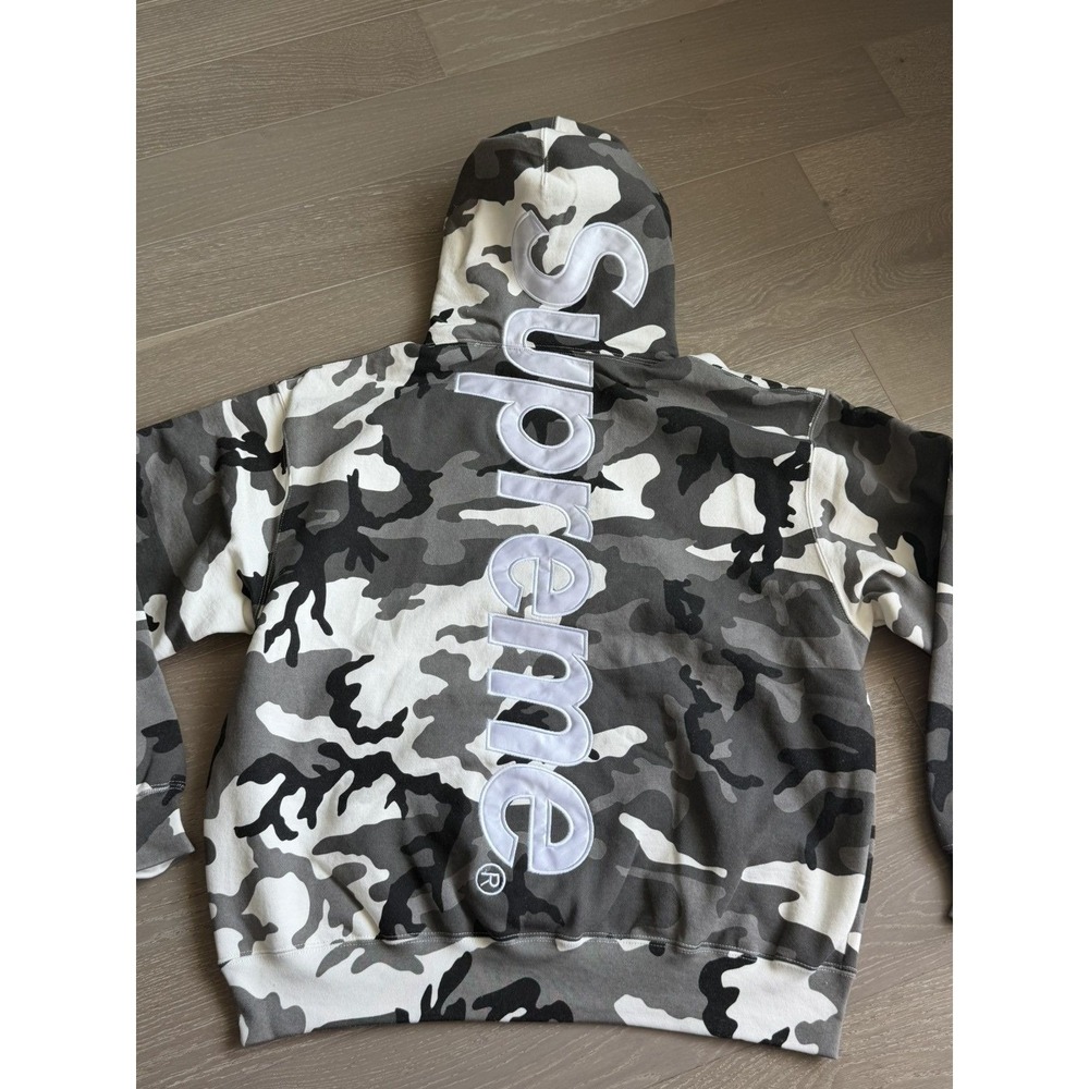 LARGE Supreme Snow Camo Satin Applique Hooded Sweatshirt NEW SHIPS ASAP SS26